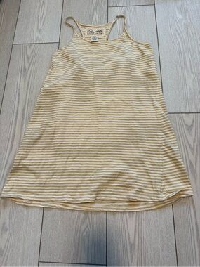 Y2K tank top yellow white stripe 100% organic cotton medium Aventura summer